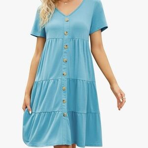 Amazon Teal Button-Down Midi Dress